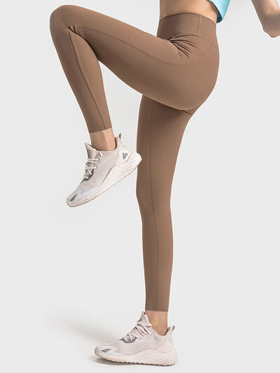 Womens Wide Waistband Athletic Leggings with Large Pockets