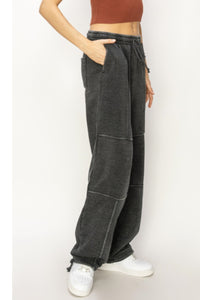 Women's Black Stitch Drawstring Sweatpants with Pockets