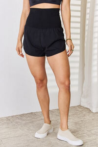 Women's High Waisted Black Running Shorts with Tummy Control