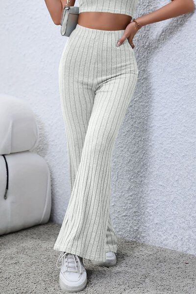 Women's High Waisted Ribbed Flare Leggings