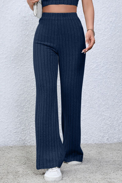 Women's High Waisted Ribbed Flare Leggings