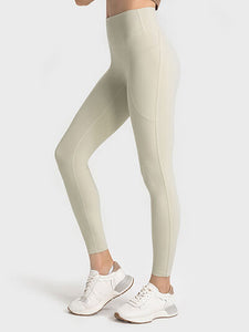 Womens Wide Waistband Athletic Leggings with Large Pockets