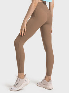 Womens Wide Waistband Athletic Leggings with Large Pockets