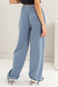 Women's Sky Blue Stitch Drawstring Sweatpants with Pockets