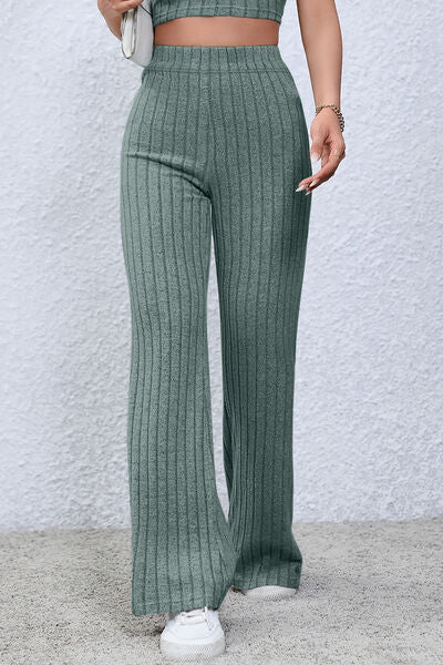 Women's High Waisted Ribbed Flare Leggings