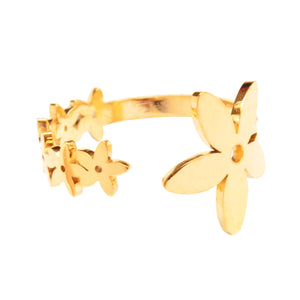 Plumeria Blooma Cuff Ring Size 7 - Waterproof - Sweat Resistant