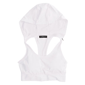 Womens Tennis White Sports Bra Tank Top Hoodie