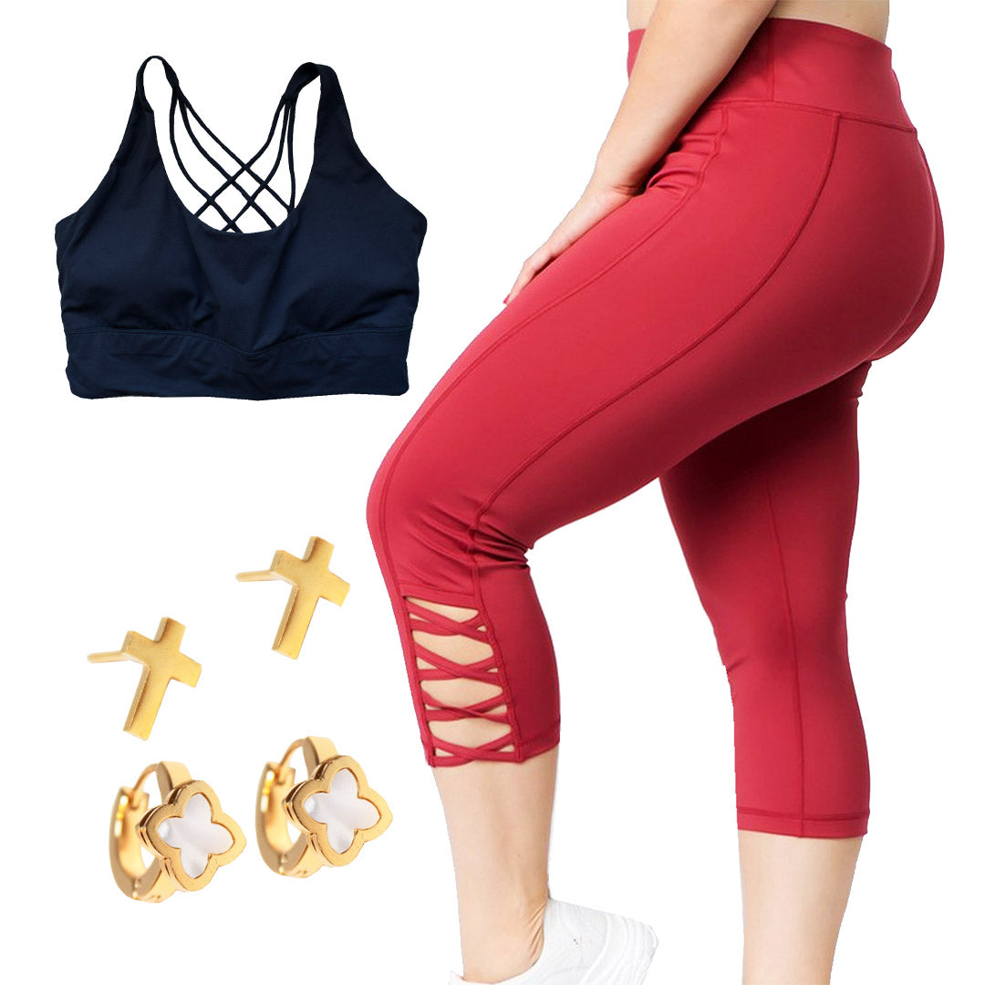 Runner Island Womens Plus Size Americana Beauty Workout Bundle Set