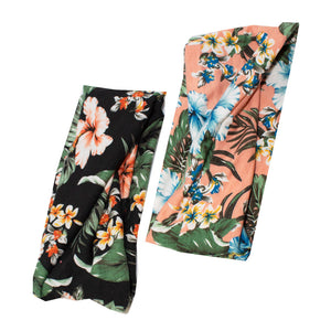 Runner Island Tropical Flower Boho Twist Headbands Soft & Stretchy 2 Pack