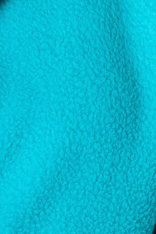 Womens Turquoise Blue Snap Button Up Oversized Fleece Jacket
