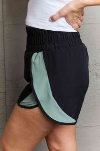 Women's Running Shorts Two Tone Black and Mint Green
