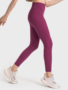 Womens Wide Waistband Athletic Leggings with Large Pockets