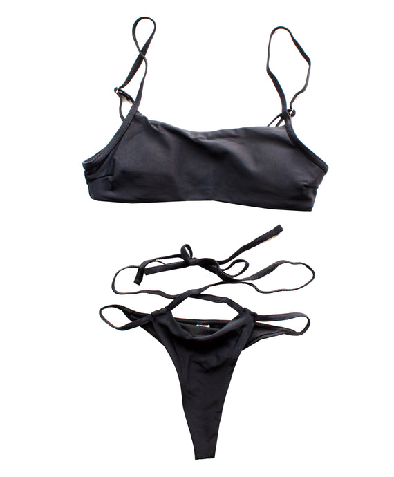 Sporty Cheeky Black Sun Bikini Set