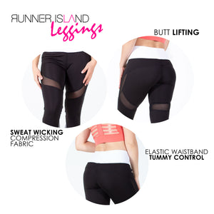 Runner Island Black White Speedway Club Mesh Leggings