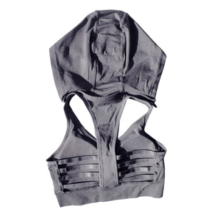 Womens Charcoal Sports Bra Tank Top Hoodie