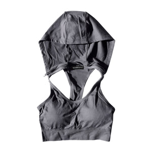 Womens Charcoal Sports Bra Tank Top Hoodie
