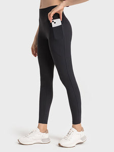 Womens Wide Waistband Athletic Leggings with Large Pockets
