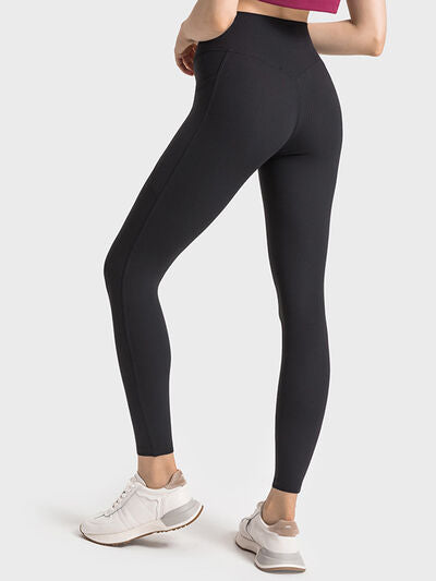 Womens Wide Waistband Athletic Leggings with Large Pockets