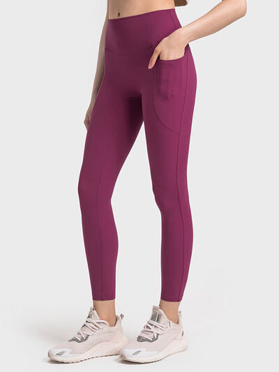 Womens Wide Waistband Athletic Leggings with Large Pockets