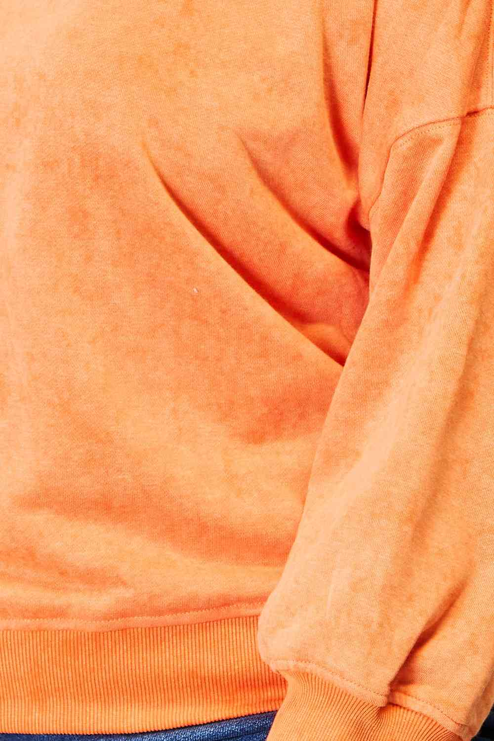 Womens Orange Round Neck Dropped Shoulder Sweatshirt