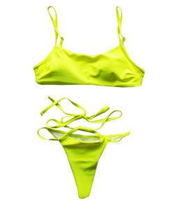 Runner Island Women's Neon Yellow Sporty Swimsuit with Wrap Around Straps