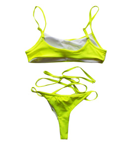 Runner Island Women's Neon Yellow Sporty Swimsuit with Wrap Around Straps
