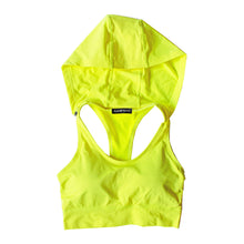 Load image into Gallery viewer, Womens Neon Yellow Sports Bra Tank Top Hoodie