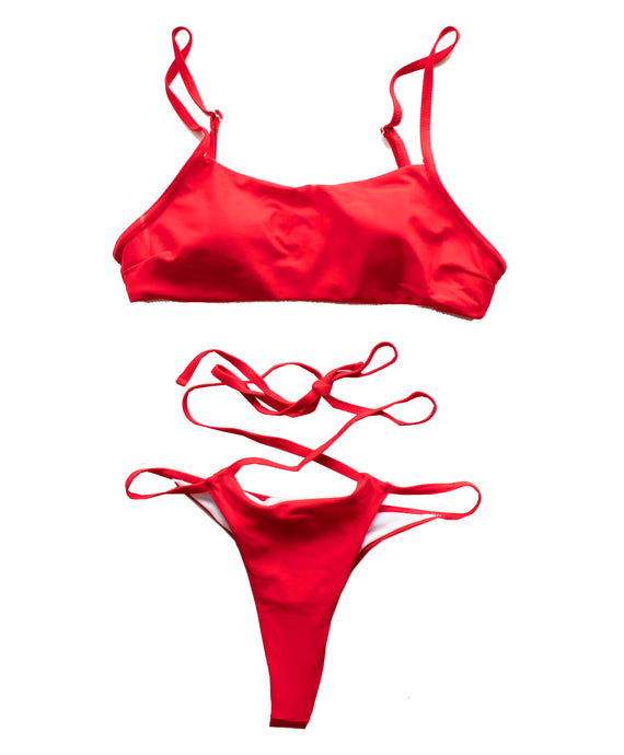 Sporty Cheeky Red Sun Bikini