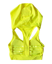 Load image into Gallery viewer, Womens Neon Yellow Sports Bra Tank Top Hoodie