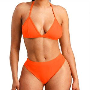Runner Island Triangle Neon Orange 2 Piece Bathing Suit