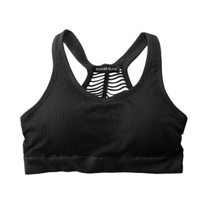 Runner Island Black Slits Ribbed Sports Bra