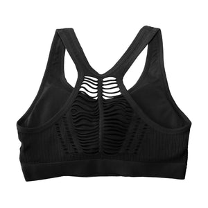 Runner Island Black Slits Ribbed Sports Bra