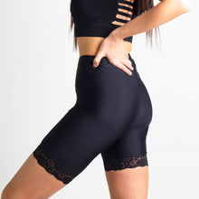 Load image into Gallery viewer, Black Lace Triathlete Shorts