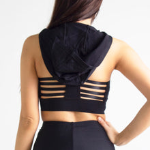 Load image into Gallery viewer, Womens Black Sports Bra Tank Top Hoodie
