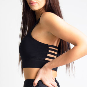 Womens Black Sports Bra Tank Top Hoodie