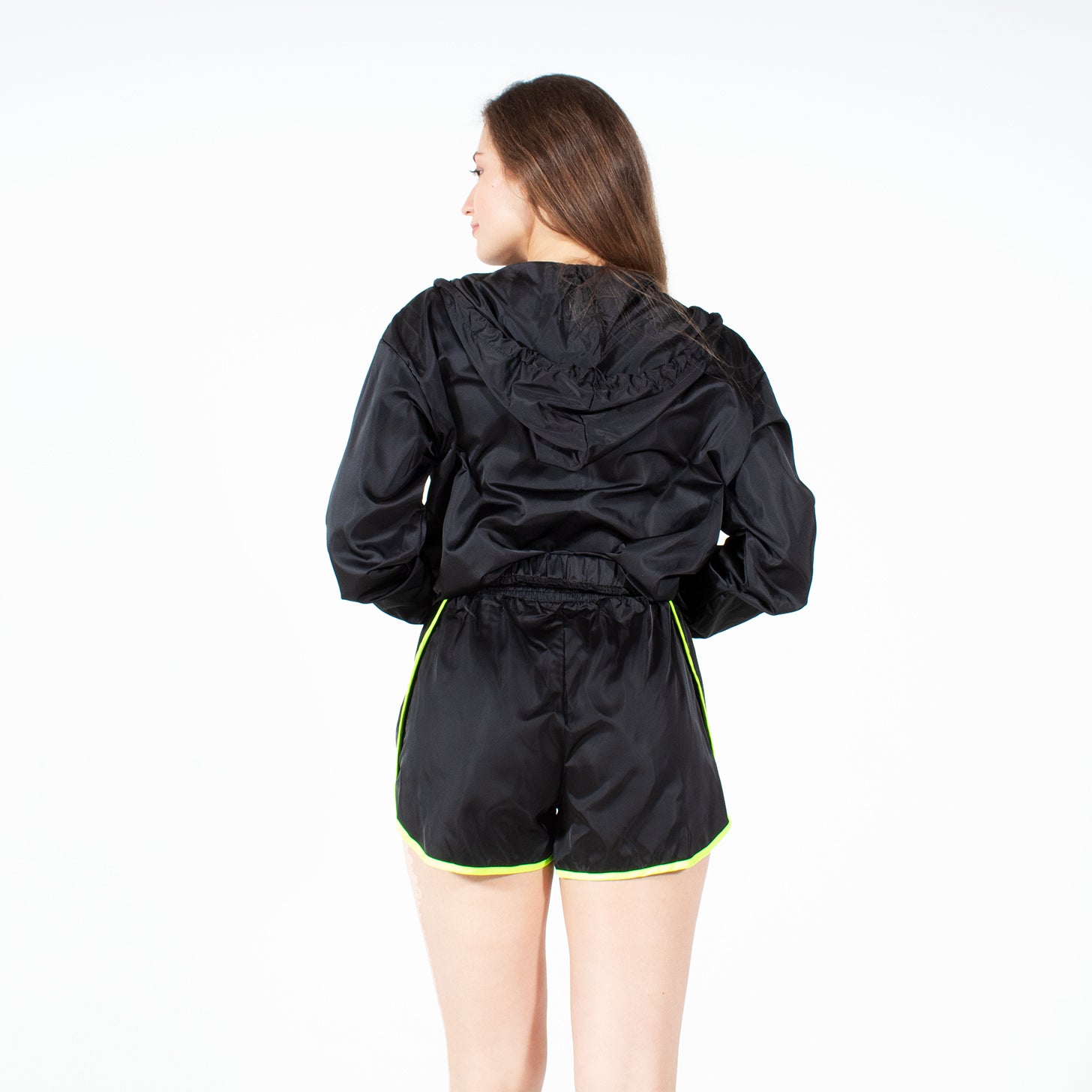 Runner Island Black Lightweight Windbreaker Running Drawstring Shorts ...