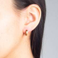 Load image into Gallery viewer, Hinged Huggie Hoop Earrings Gold Tone