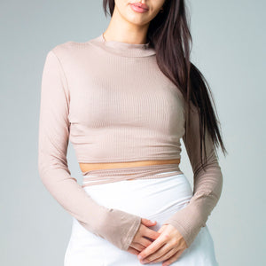 Open Back Tennis Top Cappuccino Tan