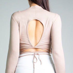 Open Back Tennis Top Cappuccino Tan