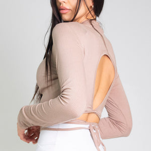 Open Back Tennis Top Cappuccino Tan