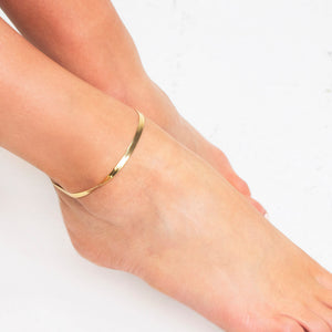 Herringbone Anklet Gold Tone
