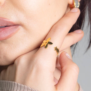 Plumeria Blooma Cuff Ring Size 7 - Waterproof - Sweat Resistant