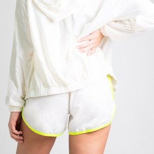 White Windbreaker Track Shorts