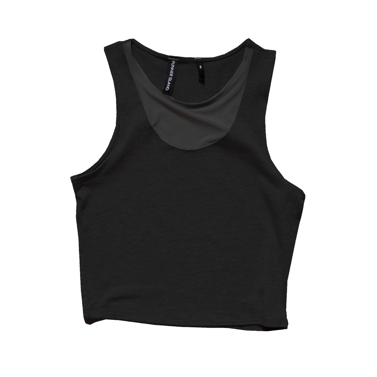 Tiffani Black Mesh Crop Top | Runner Island® Activewear