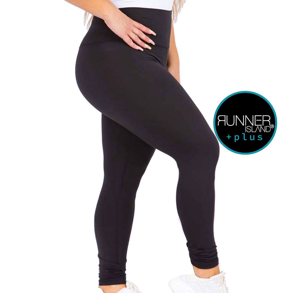 Runner Island Black Plus Size High Waistband with Pocket Leggings