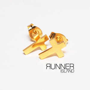 Mini Cross Stud Earrings - Waterproof - Sweat Resistant