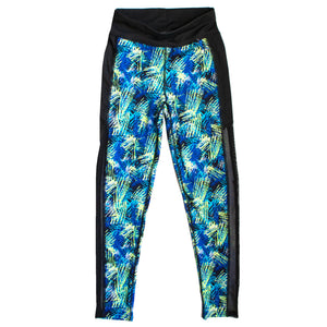 Tropical 80s Patterned Mesh Workout Leggings