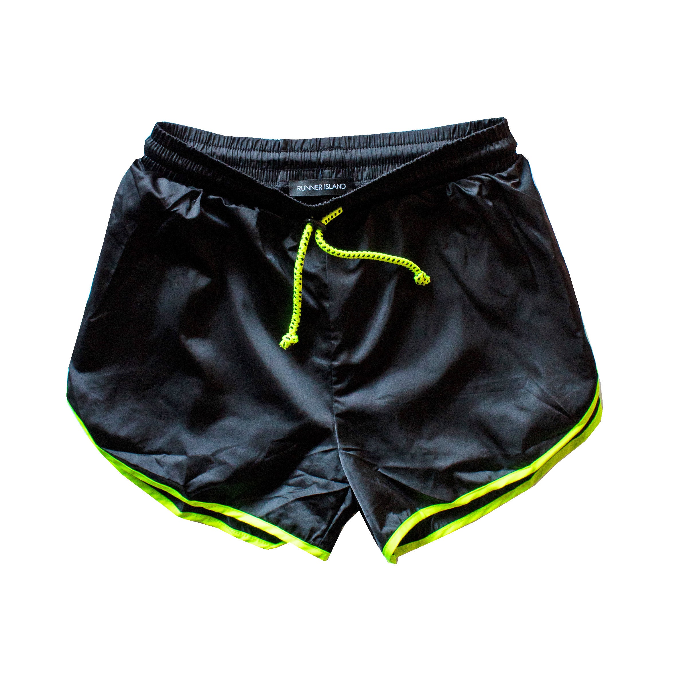 Runner Island Black Lightweight Windbreaker Running Drawstring Shorts ...