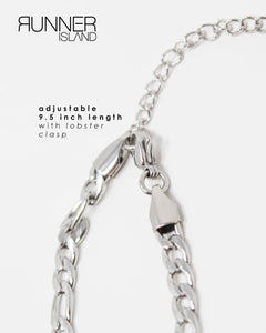 Oceano Figaro Silver Anklet 9 inch - Waterproof - Sweat Resistant