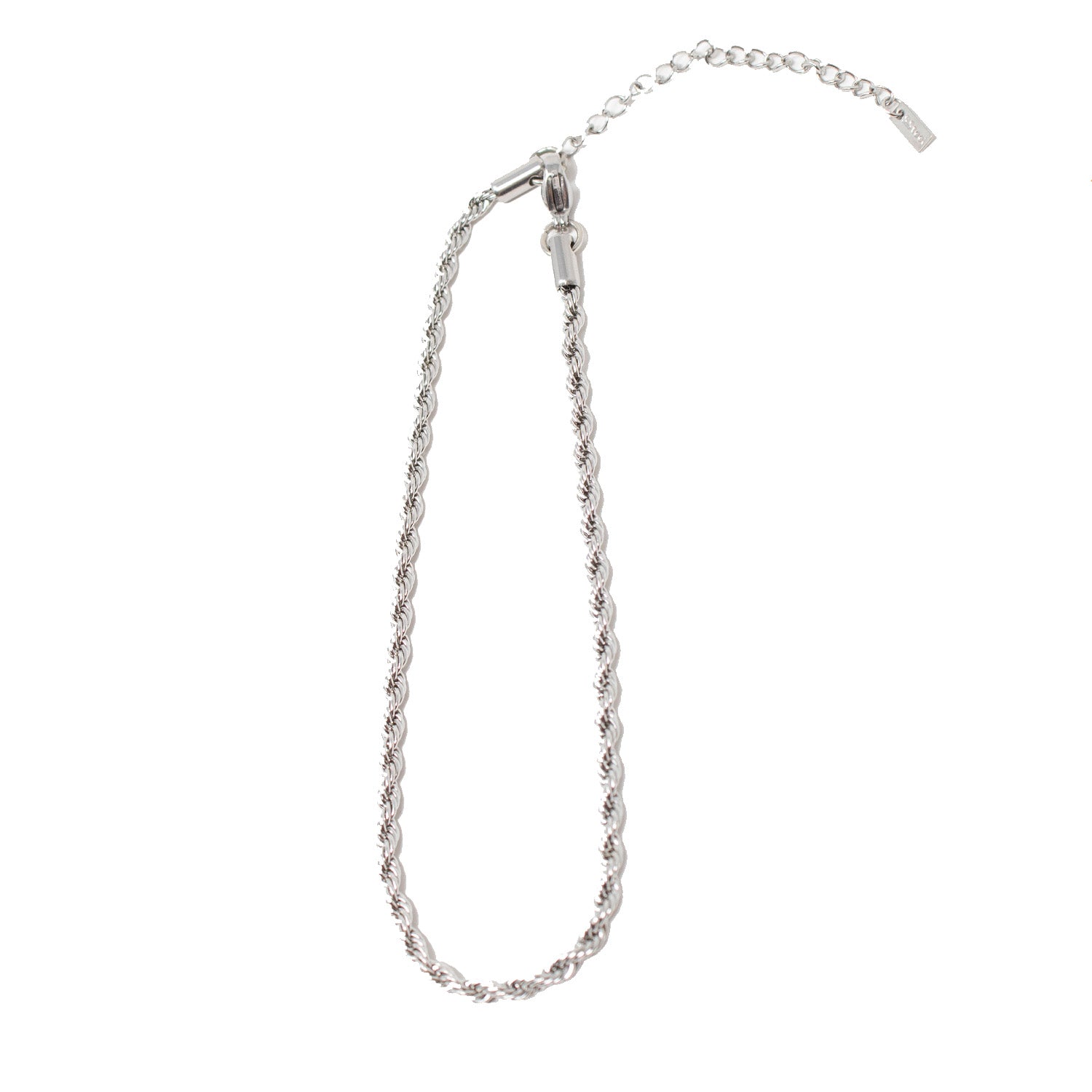 Runner Island Silver Twisted Rope Anklet 9 inch - Waterproof - Sweat Resistant